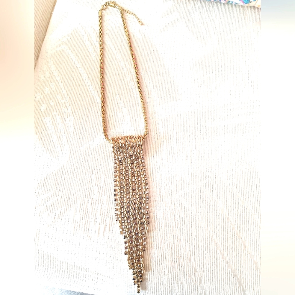 Gold and black rhinestone necklace